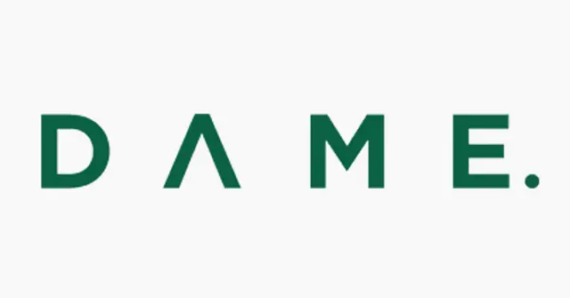 The logo for the company Dame.