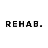 The logo for the company REHAB..