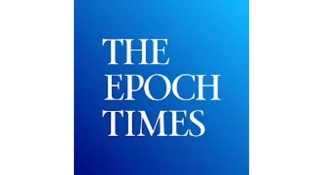 The logo for the company The Epoch Times: Breaking News.