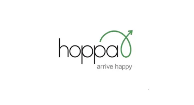 The logo for the company Hoppa.