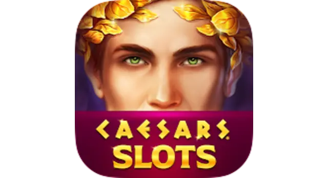The logo for the company Caesars Slots: Casino game.
