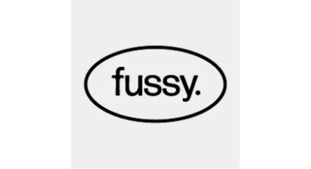 The logo for the company Fussy Deodorant.