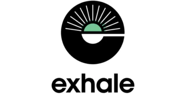 The logo for the company Exhale Healthy Coffee.