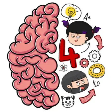 The logo for the company Brain Test 4: Tricky Friends.