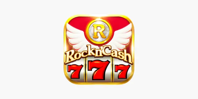 The logo for the company Rock N' Cash Casino-Slots Game.